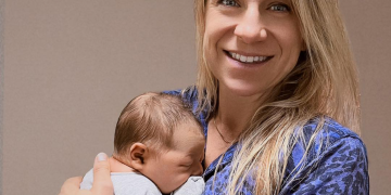 Romy Mayer and baby Cali. Image: PremiAir Racing Instagram